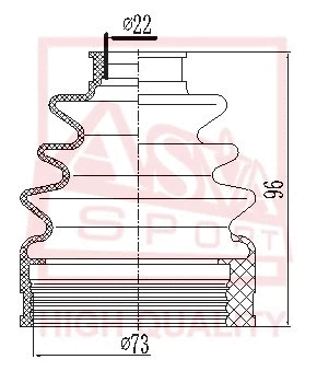 Bellow, drive shaft (ASBT-INJ10B)