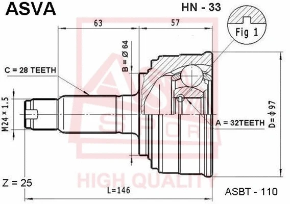 Joint Kit, drive shaft (HN-33)