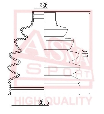 Bellow, drive shaft (ASBT-NF)