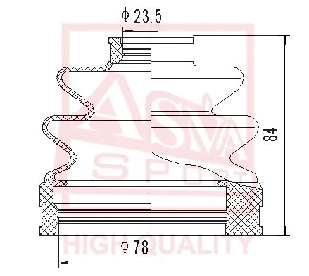 Bellow, drive shaft (ASBT-HY89)