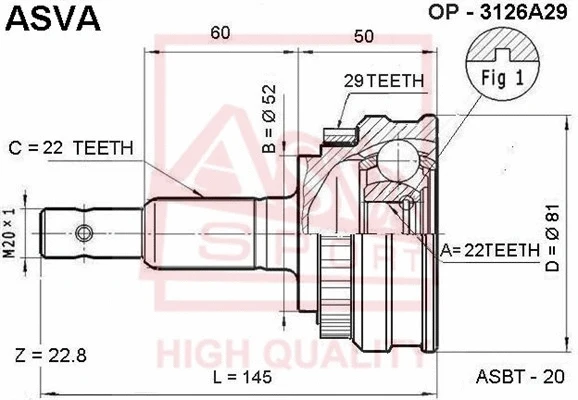 Joint Kit, drive shaft (OP-3126A29)