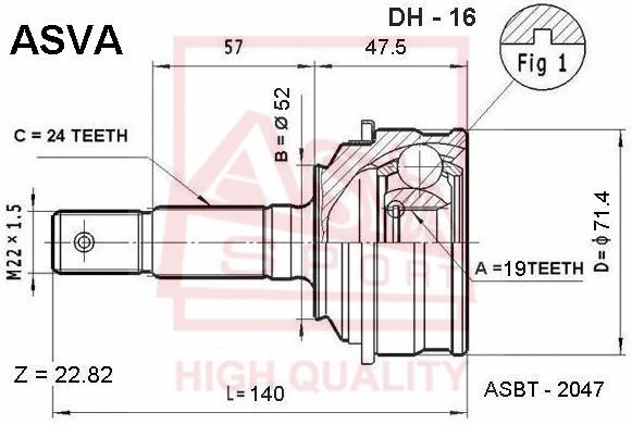 Joint Kit, drive shaft (DH-16)