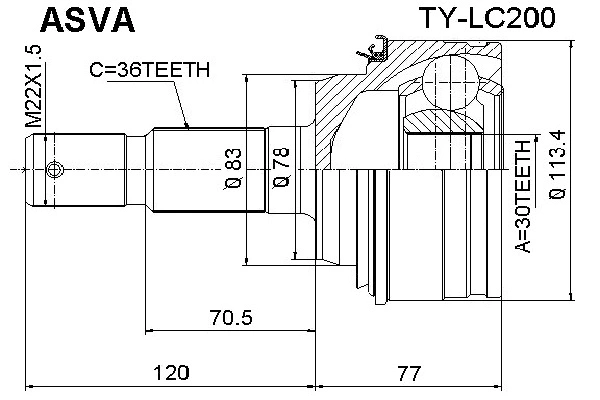 Joint Kit, drive shaft (TY-LC200)