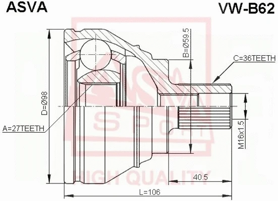 Joint Kit, drive shaft (VW-B62)