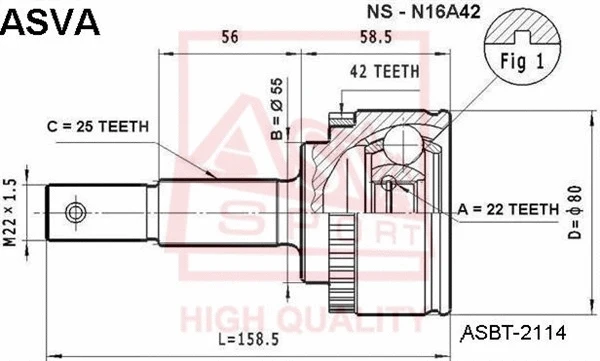 Joint Kit, drive shaft (NS-N16A42)