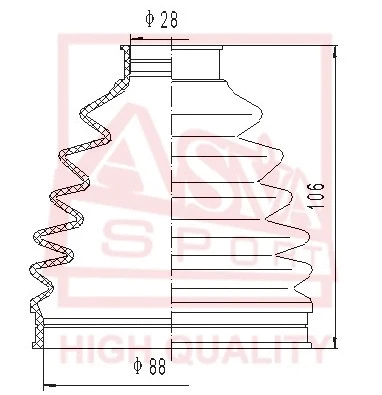 Bellow, drive shaft (ASBT-KYR)