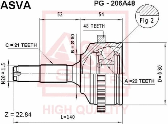 Joint Kit, drive shaft (PG-206A48)
