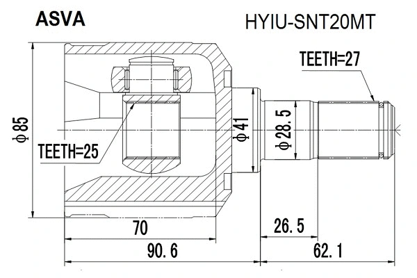 Joint Kit, drive shaft (HYIU-SNT20MT)