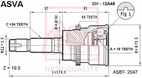 Joint Kit, drive shaft (DH-12A48)