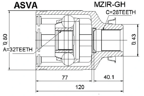 Joint Kit, drive shaft (MZIR-GH)