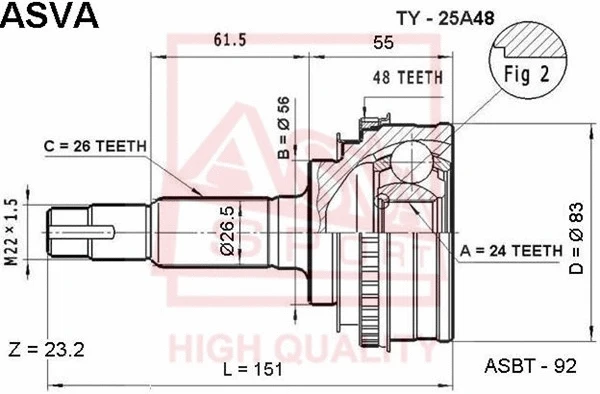 Joint Kit, drive shaft (TY-25A48)