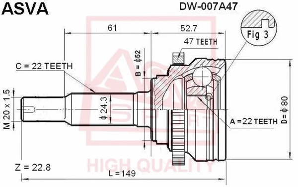 Joint Kit, drive shaft (DW-007A47)