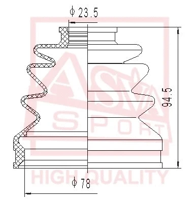 Bellow, drive shaft (ASBT-121)