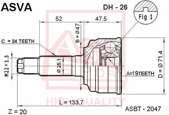 Joint Kit, drive shaft (DH-26)