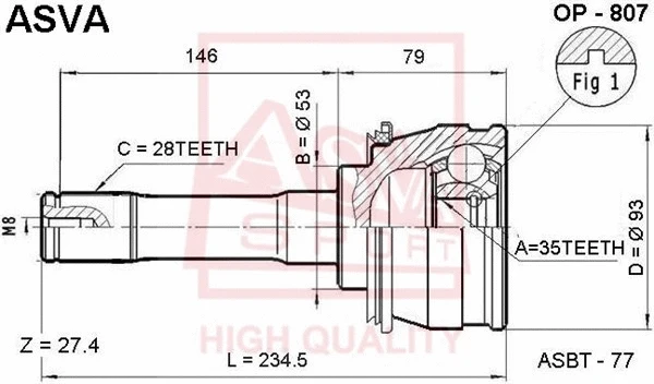 Joint Kit, drive shaft (OP-807)
