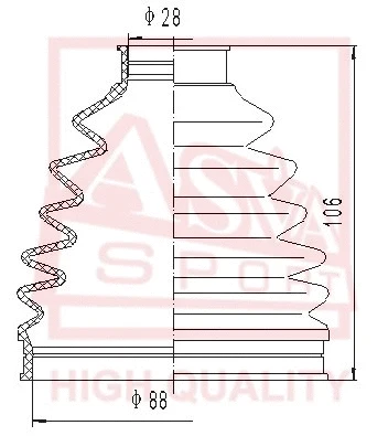 Bellow, drive shaft (ASBT-BT50)