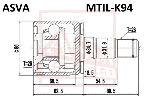 Joint Kit, drive shaft (MTIL-K94)