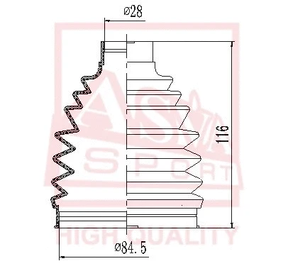 Bellow, drive shaft (ASBT-CX7)