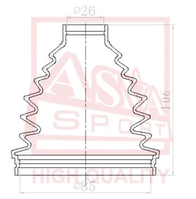 Bellow, drive shaft (ASBT-N16B)