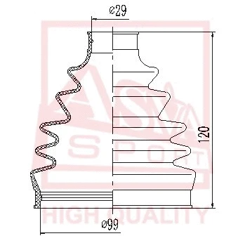 Bellow, drive shaft (ASBT-BX1)