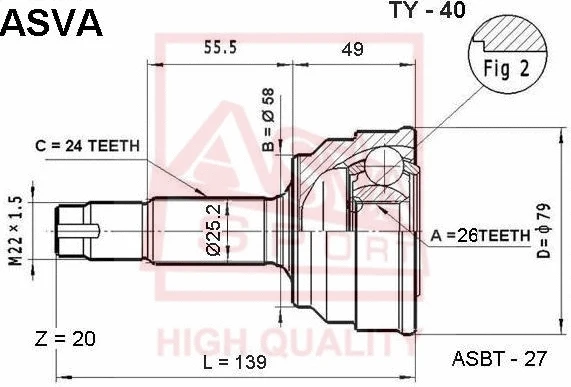 Joint Kit, drive shaft (TY-40)