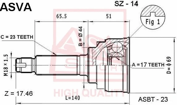 Joint Kit, drive shaft (SZ-14)