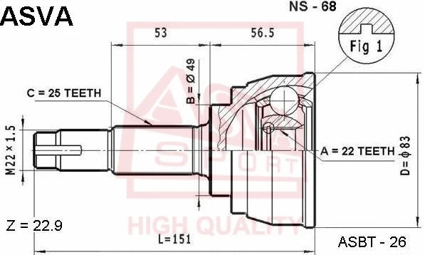 Joint Kit, drive shaft (NS-68)