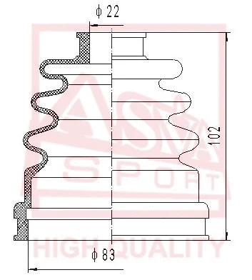 Bellow, drive shaft (ASBT-116)