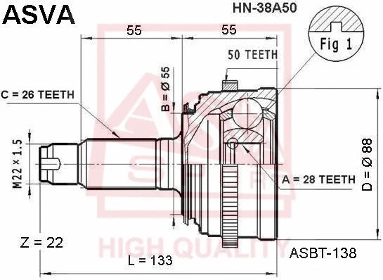 Joint Kit, drive shaft (HN-38A50)
