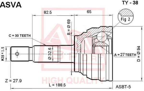 Joint Kit, drive shaft (TY-38)