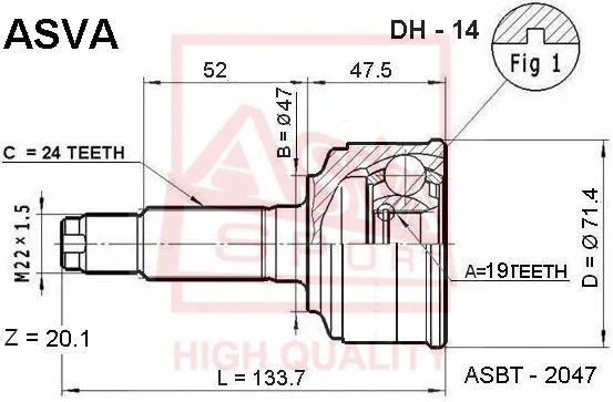 Joint Kit, drive shaft (DH-14)