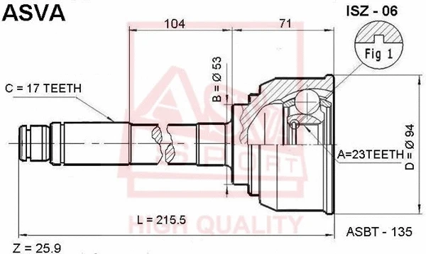Joint Kit, drive shaft (ISZ-06)