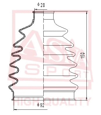 Bellow, drive shaft (ASBT-5)
