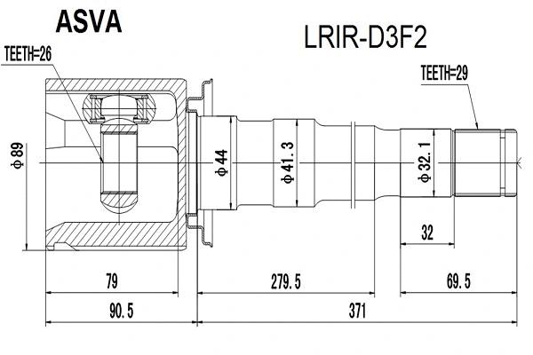 Joint Kit, drive shaft (LRIR-D3F2)