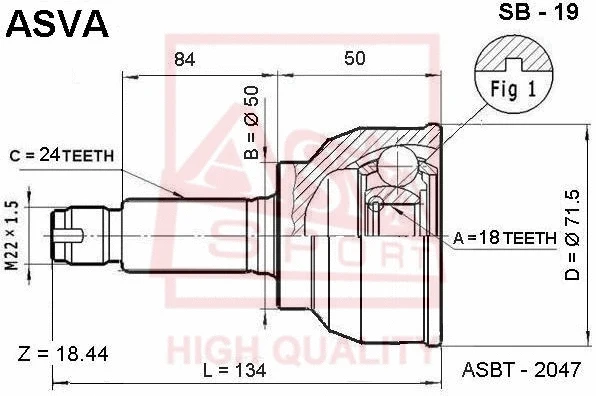 Joint Kit, drive shaft (SB-19)