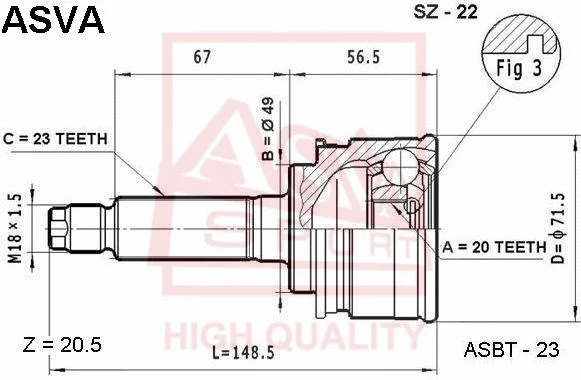 Joint Kit, drive shaft (SZ-22)