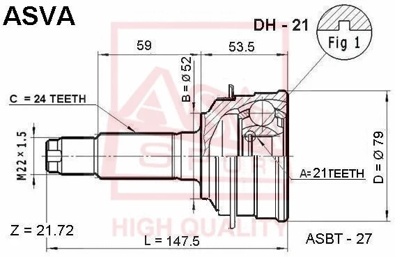 Joint Kit, drive shaft (DH-21)