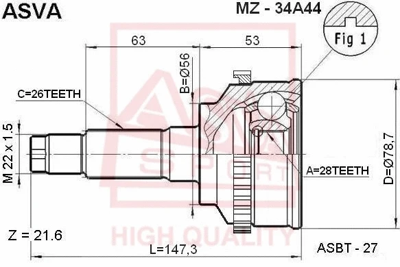 Joint Kit, drive shaft (MZ-34A44)