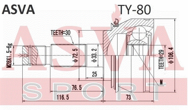 Joint Kit, drive shaft (TY-80)