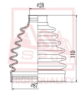 Bellow, drive shaft (ASBT-CD3)