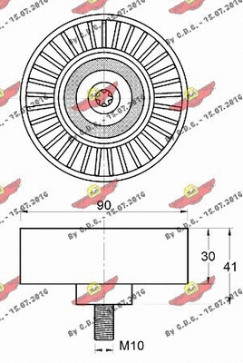 Deflection/Guide Pulley, V-ribbed belt