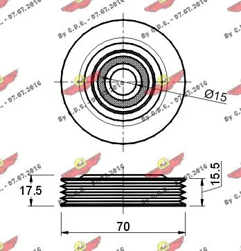 Deflection/Guide Pulley, V-ribbed belt