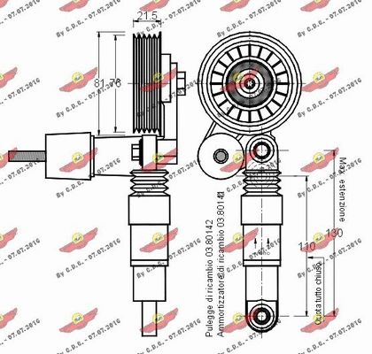 Belt Tensioner, V-ribbed belt
