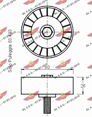 Deflection/Guide Pulley, V-ribbed belt