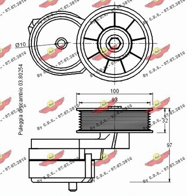 Deflection/Guide Pulley, V-ribbed belt