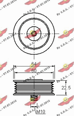 Deflection/Guide Pulley, V-ribbed belt