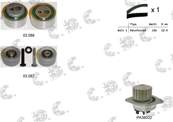 Water Pump & Timing Belt Kit (04.5087PA)