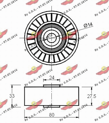 Deflection/Guide Pulley, V-ribbed belt