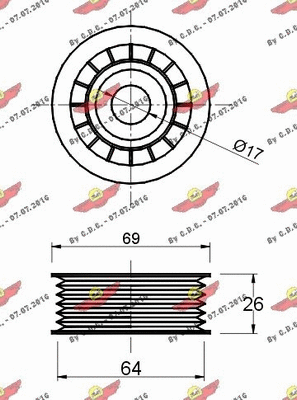 Deflection/Guide Pulley, V-ribbed belt