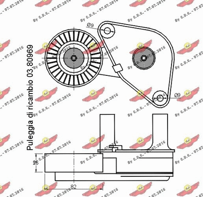 Belt Tensioner, V-ribbed belt